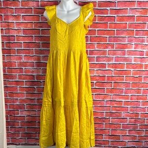 Band of the Free Yellow‎ Cottagecore Ruffled Sleeveless Cutout Back Maxi Dress